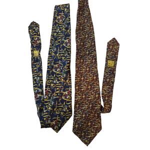 Vintage Kieselstein-Cord Print Silk Cyclists Necktie Italy Unicycle Blue Burgun